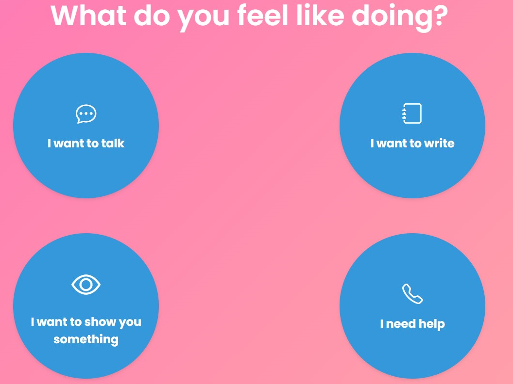 screenshot of Talk to Us landing page